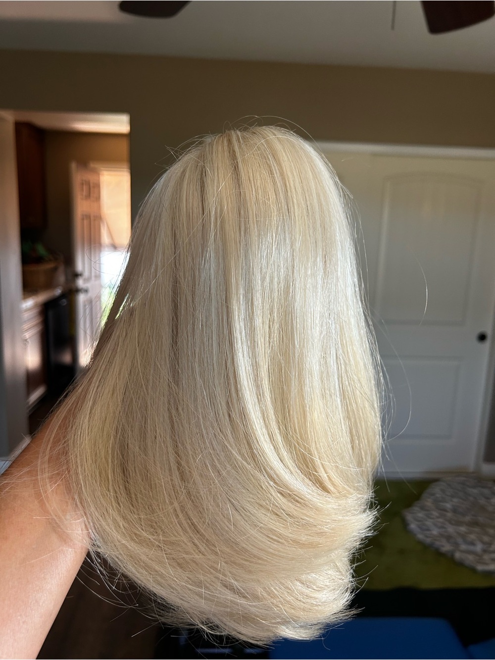 Blonde Women’s Synthetic Hairpiece - Natural Light Blonde reversible style